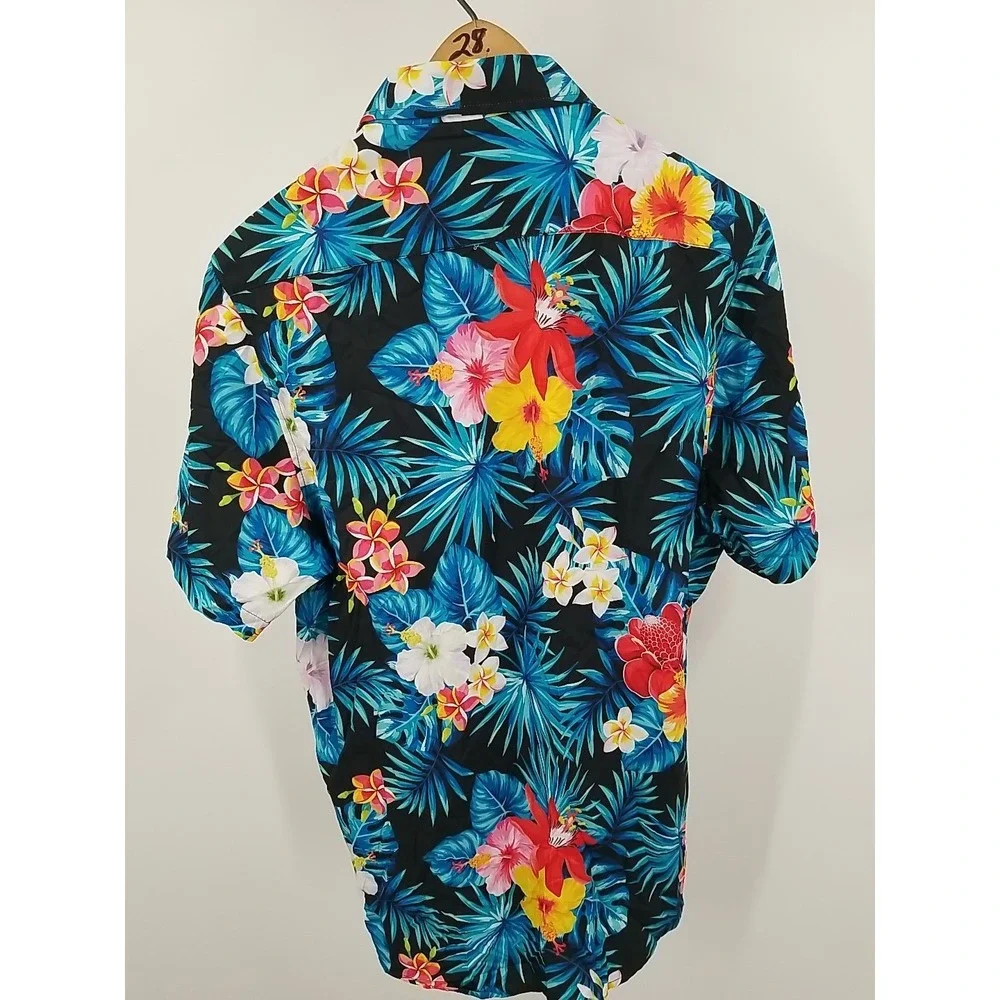 Euow Hawaiian Shirt Mens Floral Short Sleeve Button Up‎ Medium - Picture 8 of 8